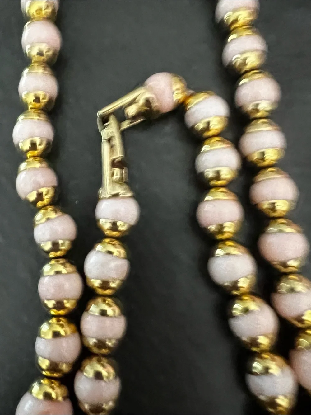 Gold & Pink Beaded Necklace and Bracelet Set 70’s AVON